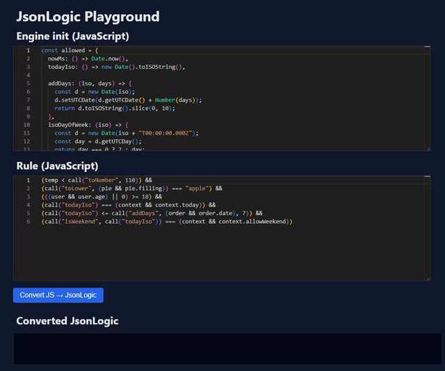 JsonLogic Playground